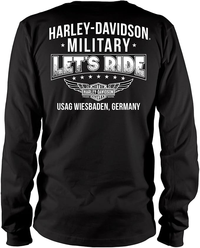 Harley-Davidson Military, Custom Overseas Military Tour, Blue Patriotic Eagle, Long Sleeve T-Shirt