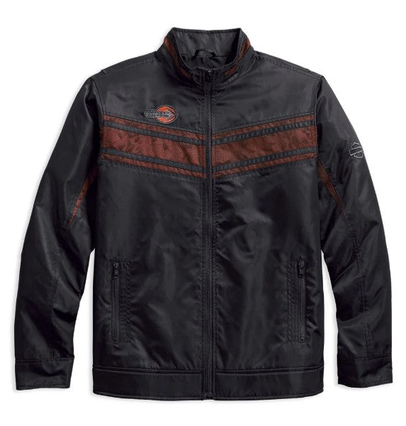 Harley-Davidson Men's Lightweight Mesh Accent Nylon Jacket, Black