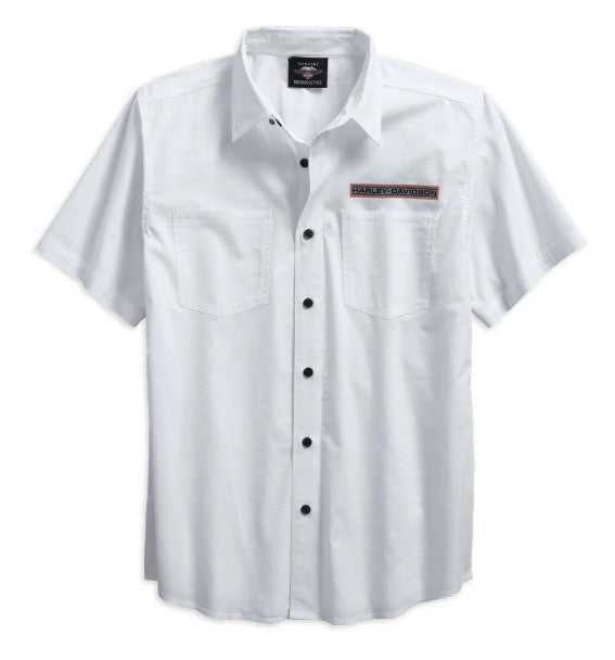 Harley-Davidson Men's Textured Dobby Print Logo Button Up Shirt