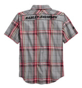 Harley-Davidson® Mens Piping Accent B&S Logo Plaid Woven Shirt