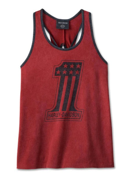 Harley-Davidson Women's Tank National Anthem Twist Back, Red