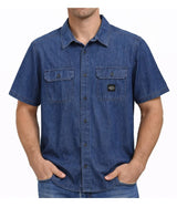 Harley-Davidson Men's Short Sleeve Chambray Shirt, Blue