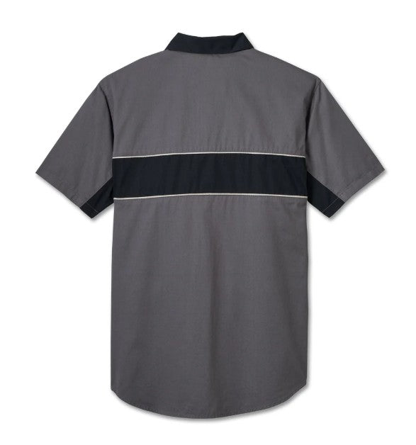 Harley-Davidson Men's Short Sleeve Button Shirt, The Mechanic - Gray