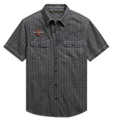 Harley-Davidson® Men's Vintage B&S Logo Short Sleeve Plaid Woven Shirt
