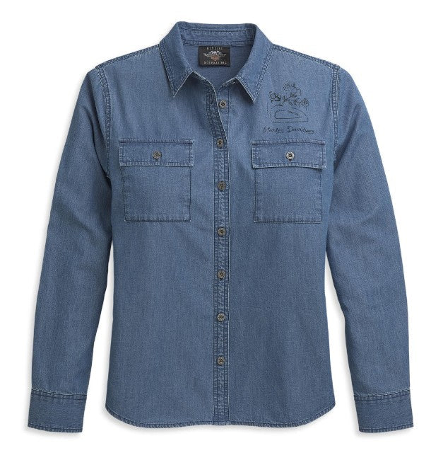 Harley-Davidson Women's Patch Pocket Denim Shirt