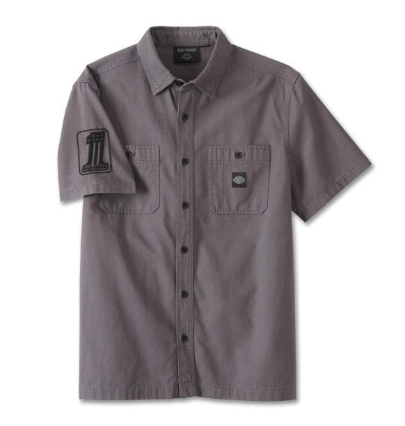 Harley-Davidson Men's Canvas Button Shirt Forever Harley , Gray