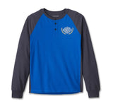 Harley-Davidson Men's Long Sleeve Henley Shirt, Blue