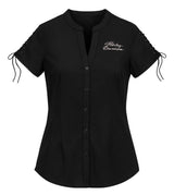 Harley-Davidson Women's Script Font Laced Sleeve Shirt