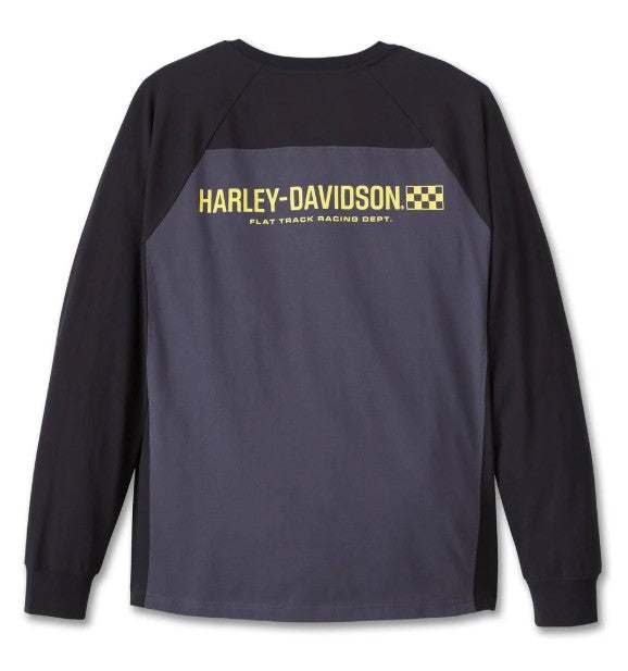 Harley-Davidson Men's Long Sleeve Henley Shirt, Trophy Bar & Shield Black