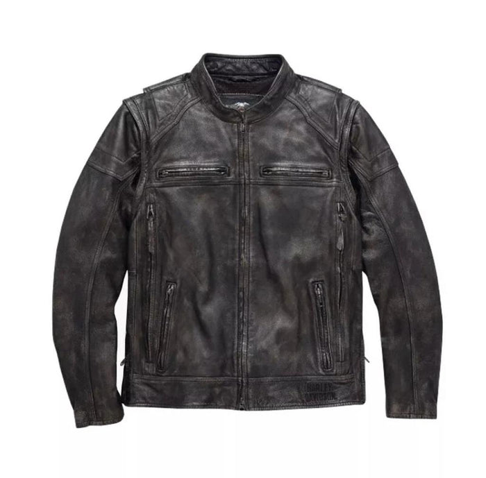 Harley Davidson Men's Dauntless Convertible Leather Jacket, Distressed