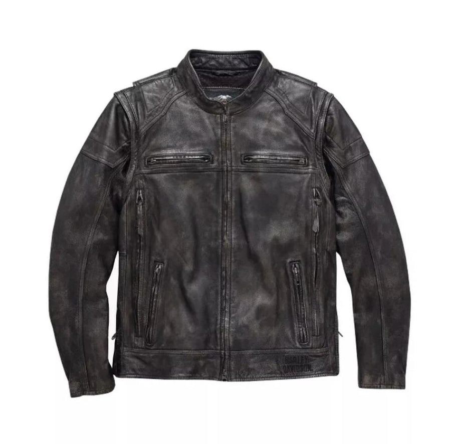 Harley Davidson Men's Dauntless Convertible Leather Jacket, Distressed