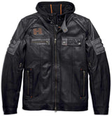 Harley-Davidson Men's Bridgeport Black Leather Jacket Hoodie 3 in 1