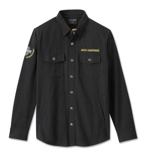 Harley-Davidson Men's Long Sleeve Button Shirt, Fairing, Black