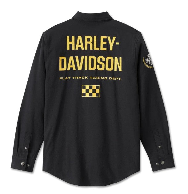 Harley-Davidson Men's Long Sleeve Button Shirt, Fairing, Black