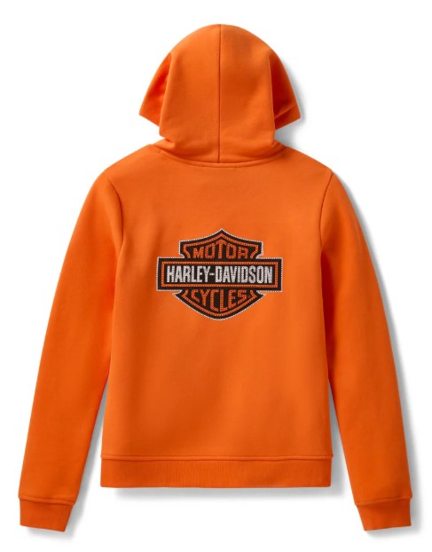 Harley-Davidson Women's Essential Bling Pullover Hoodie, Orange