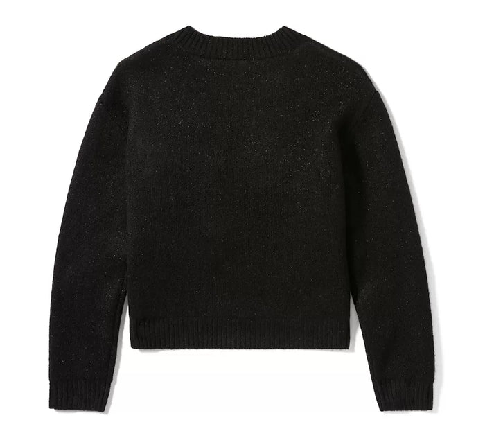 Harley-Davidson Women's Metallic Script Intarsia Sweater Harley Black