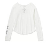 Harley-Davidson Women's Essential Bling Keyhole Henley Cloud Dancer