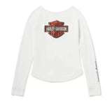 Harley-Davidson Women's Essential Bling Keyhole Henley Cloud Dancer