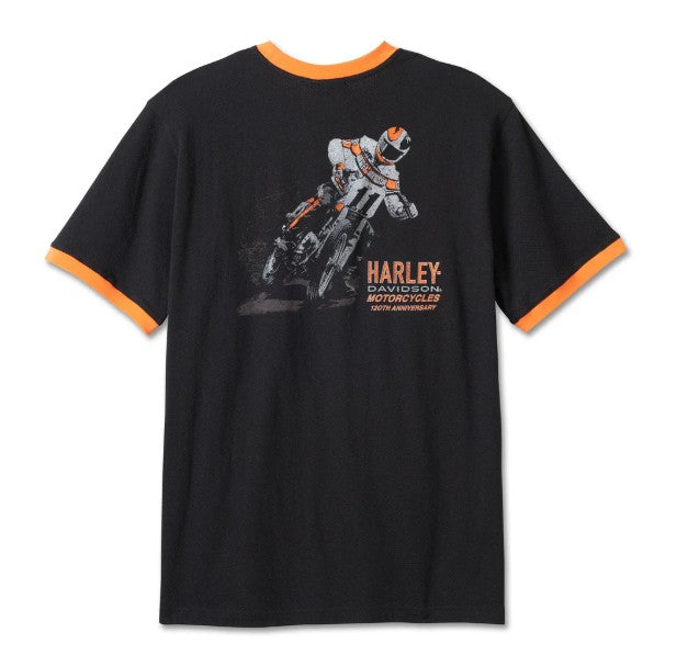 Harley-Davidson Men's 120th Anniversary Ringer Short Sleeve Tee - Black