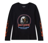 Harley-Davidson Women's Bling Flaming Iron Eagle Long Sleeve Tee