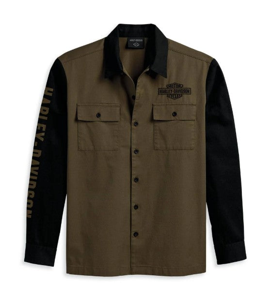 Harley-Davidson Men's Mechanic Shirt - Colorblocked, Green