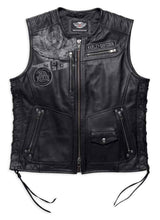 Harley-Davidson Men's Fetter Lacing Leather Midweight Vest, Black