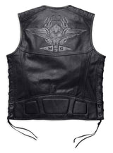 Harley-Davidson Men's Fetter Lacing Leather Midweight Vest, Black