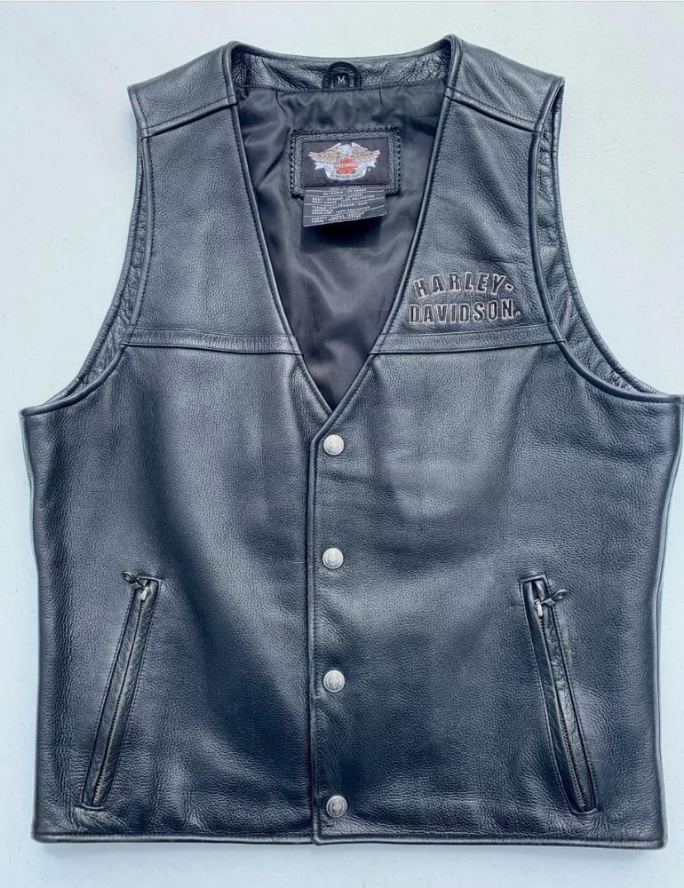 Harley Davidson Men’s ELEMENTS Black Eagle Leather Vest