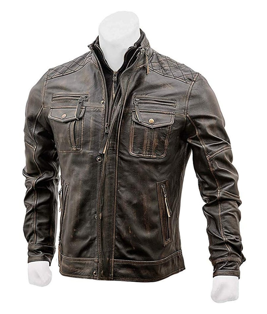 Men's Vintage Motorbike Leather Jacket