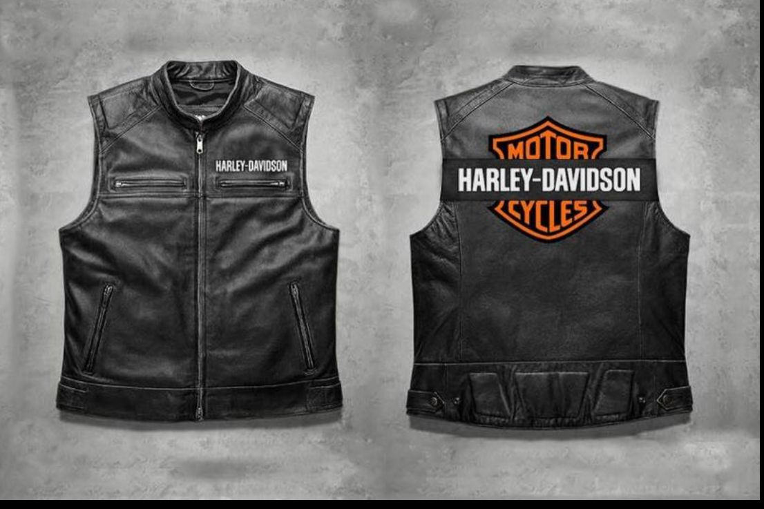Harley Davidson Men's Motorcycle Embroidered Patch Leather Vest