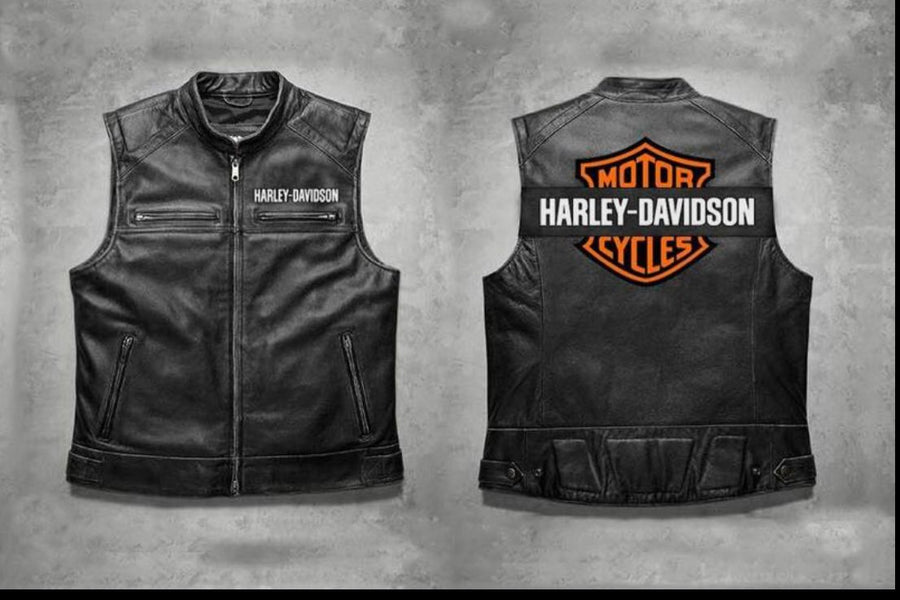 Harley Davidson Men's Motorcycle Embroidered Patch Leather Vest