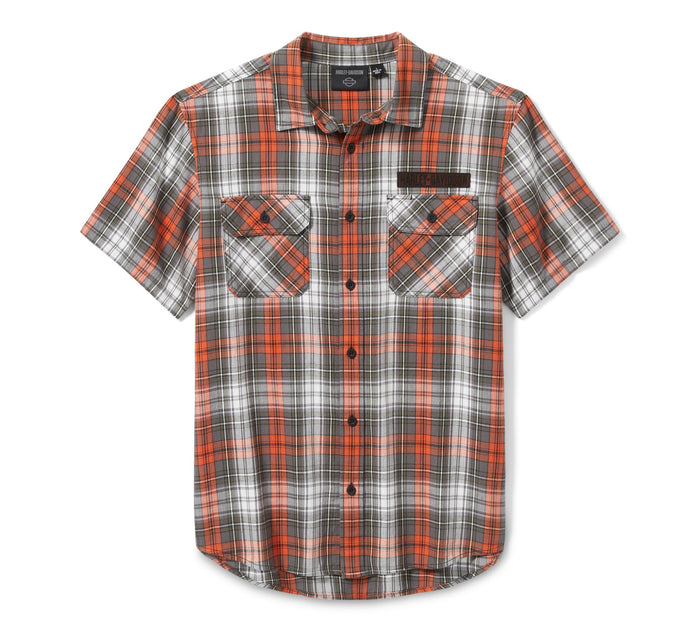 Men's Block Font Yarn Dyed Plaid Shirt - Plaid - Cloud Dancer & Cinder