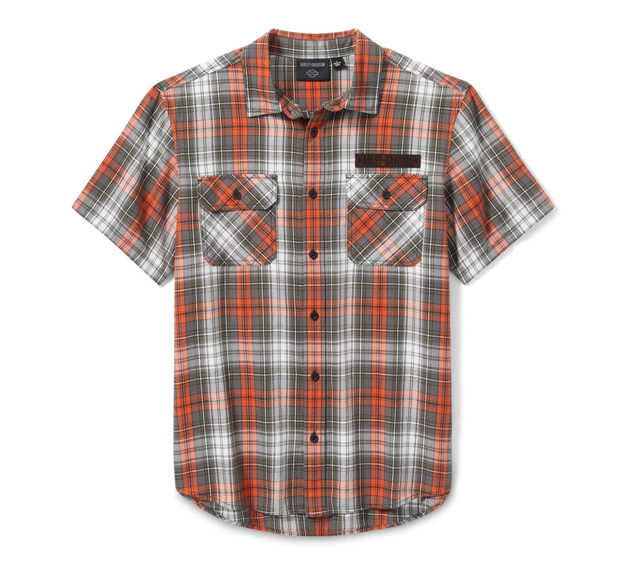 Men's Block Font Yarn Dyed Plaid Shirt - Plaid - Cloud Dancer & Cinder