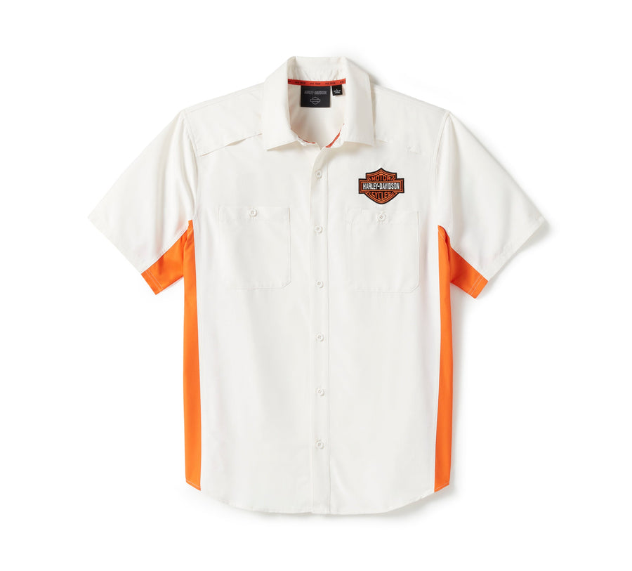 Men's H-D TECH Colorblock Shirt - Colorblock - Cloud Dancer &Harley Orange