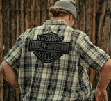 Men's Bar & Shield Plaid Shirt - Ghost Grey & Asphalt