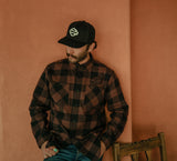 Men's Bar & Shield Buffalo Check Flannel - Plaid - Harley Black & Coffee