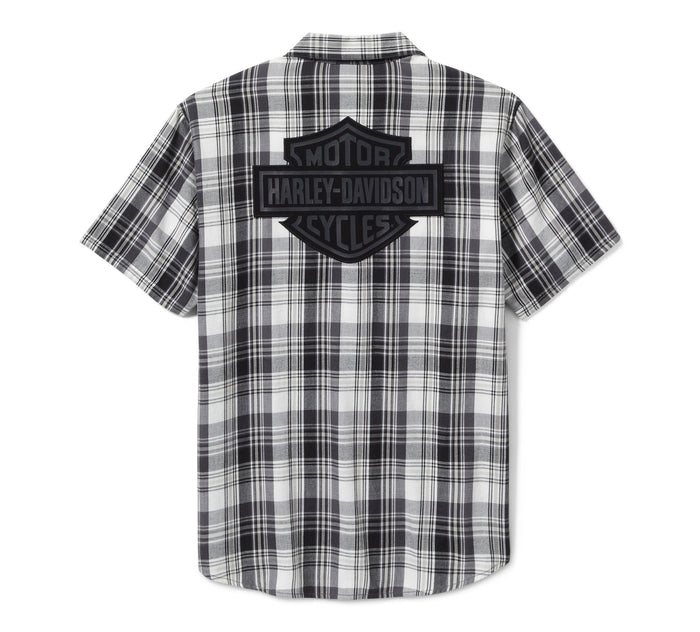 Men's Bar & Shield Plaid Shirt - Ghost Grey & Asphalt
