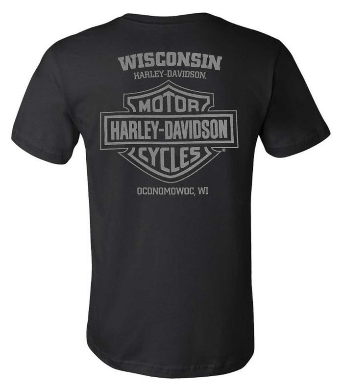 Harley-Davidson® Men's Badge Rust Crew-Neck Short Sleeve Cotton Shirt - Black