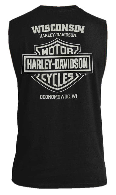 Harley-Davidson® Men's Chrome Skull Graphic Cotton Tank Top - Solid Black