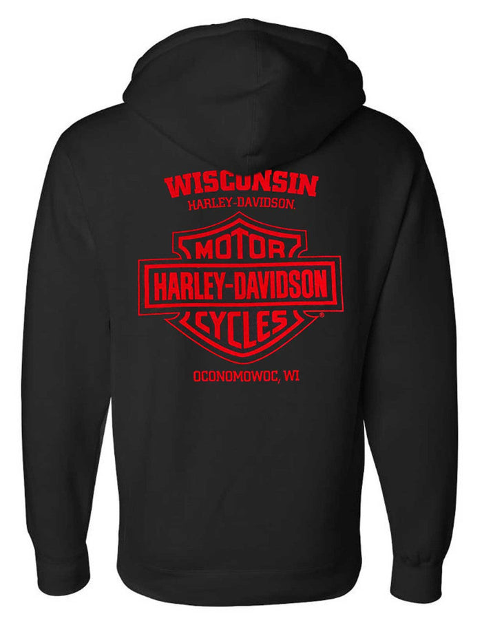 Harley-Davidson® Men's Strong Box Zip-Up Fleece Hooded Sweatshirt - Black