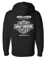 Harley-Davidson® Men's Divided H-D Zip-Up Fleece Hooded Sweatshirt - Black