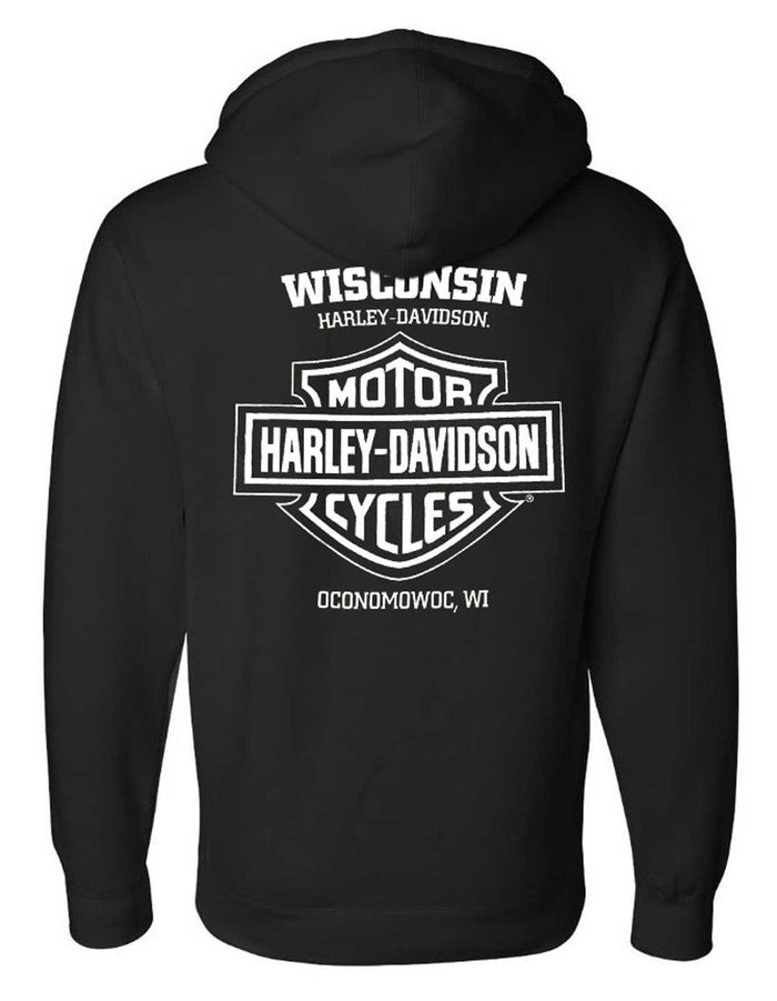 Harley-Davidson® Men's Divided H-D Zip-Up Fleece Hooded Sweatshirt - Black