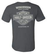 Harley-Davidson® Men's Dark Custom Crew-Neck Short Sleeve Cotton Shirt, Charcoal