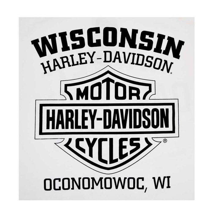 Harley-Davidson® Men's Long Sleeve Orange Bar & Shield White Tee Shirt