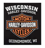 Harley-Davidson® Men's Elongated Orange Bar & Shield Black T-Shirt 30290285