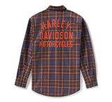 Men's Racer Font Yarn Dyed Plaid Shirt - Plaid - Mood Indigo & Coffee