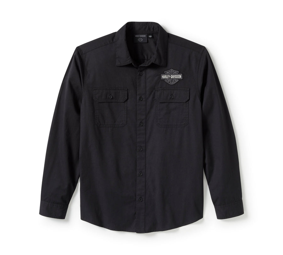 Men's Bar & Shield Solid Long Sleeve Shirt - Harley Black