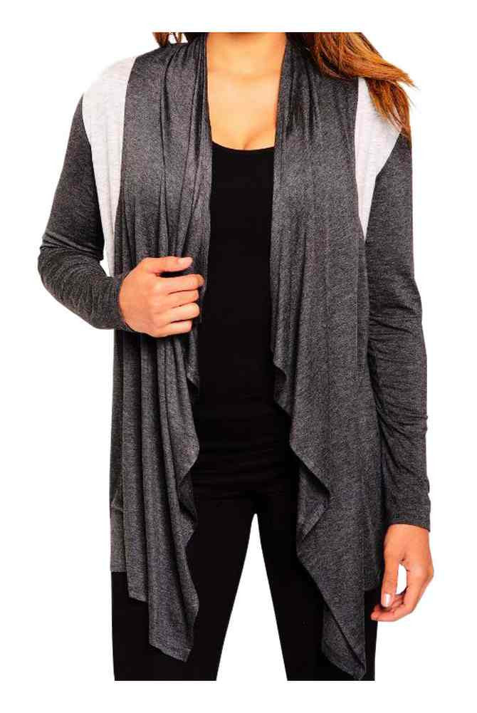 Harley-Davidson® Women's Tribal Wings Long Sleeve Open Front Cardigan, Charcoal