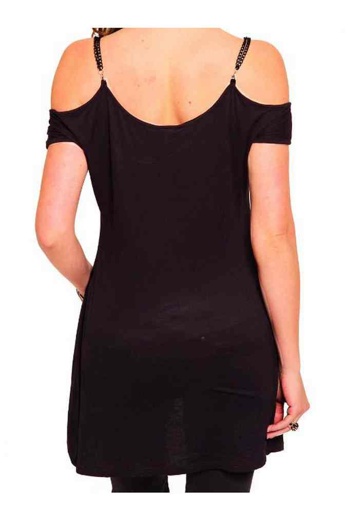 Harley-Davidson® Women's Embellished Open Shoulder Short Sleeve Tee, Black