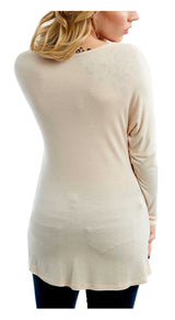 Harley-Davidson Women's Bling Victorian Elegance V-Neck Long Sleeve Top - Cream